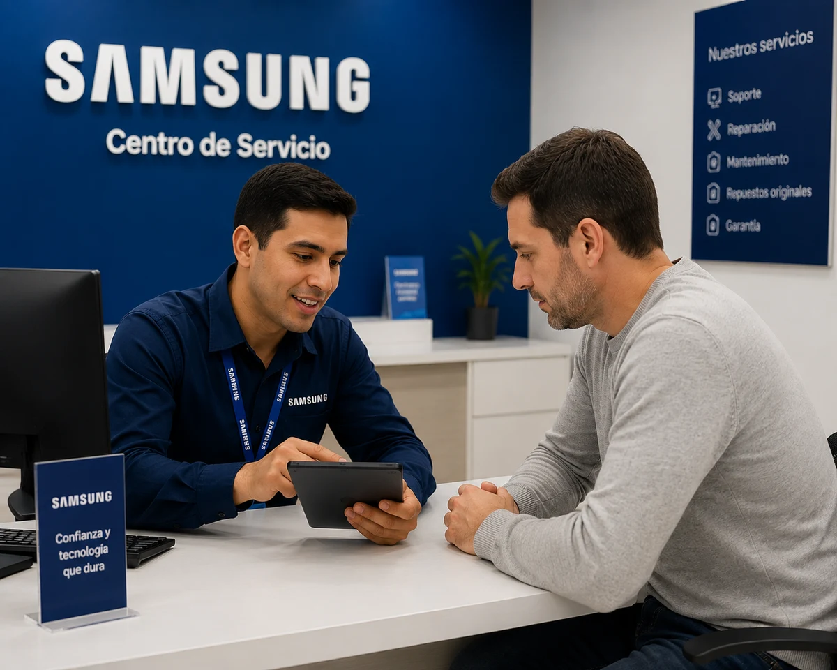 Técnico Samsung realizando mantenimiento preventivo en Guayaquil